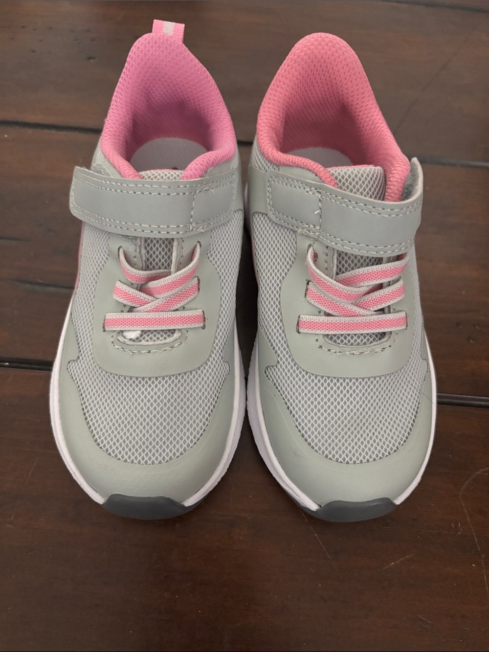 Athletic Works Grey and Pink Kids Sneakers with Hook-and-Loop Strap